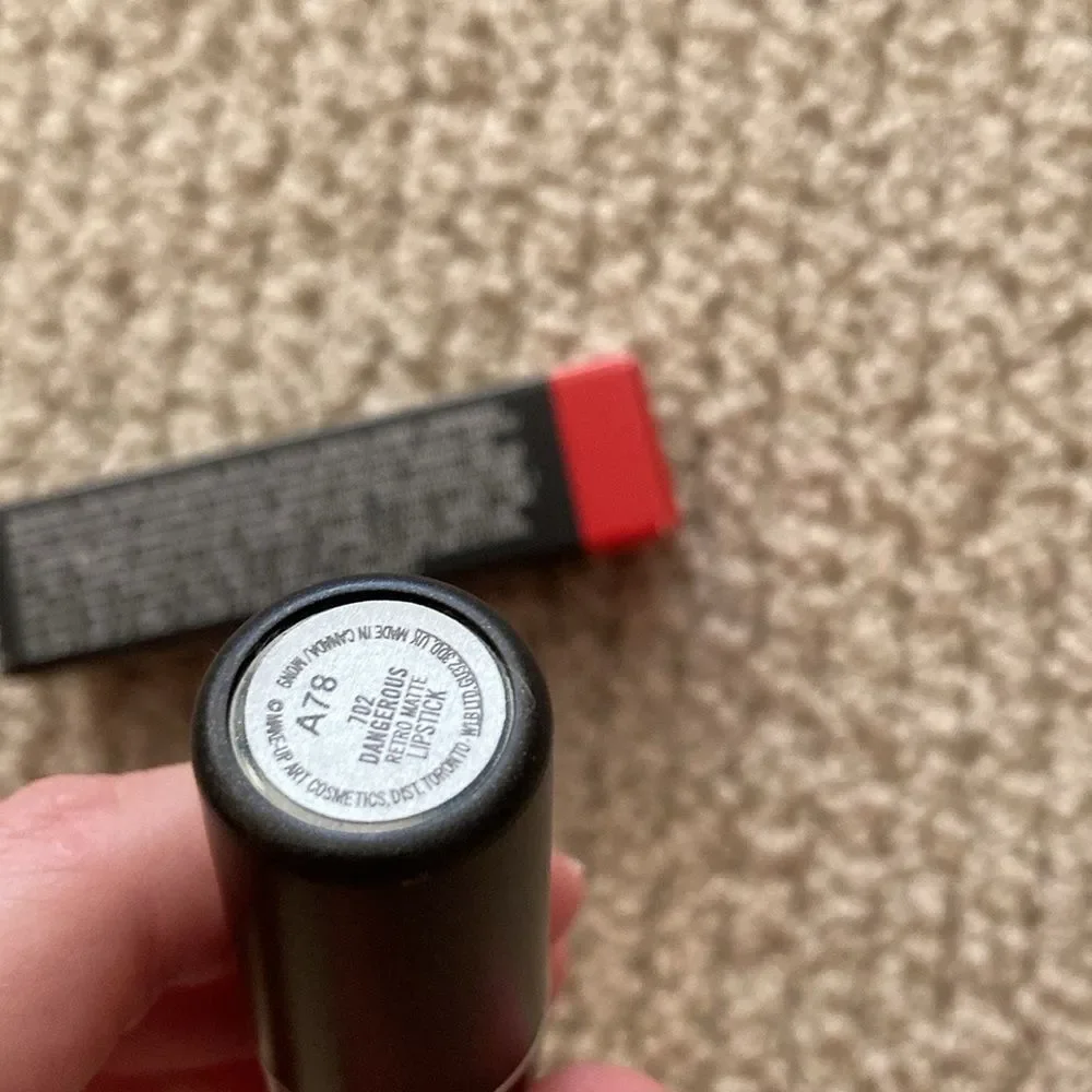 Mac Retro Matte Lipstick 702 Dangerous Red Full Size Swatched Like New with Box
